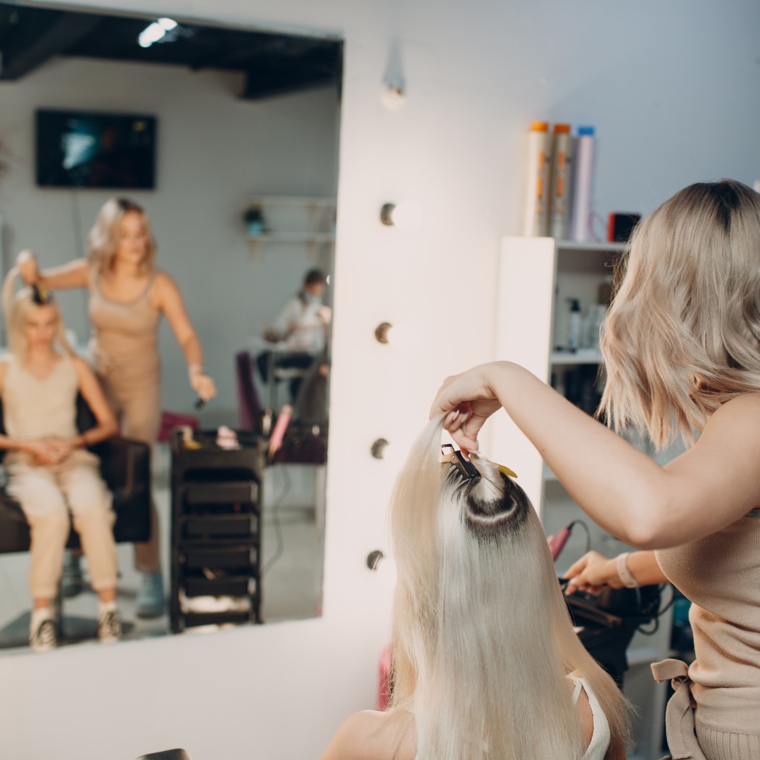 Blonde hair extensions