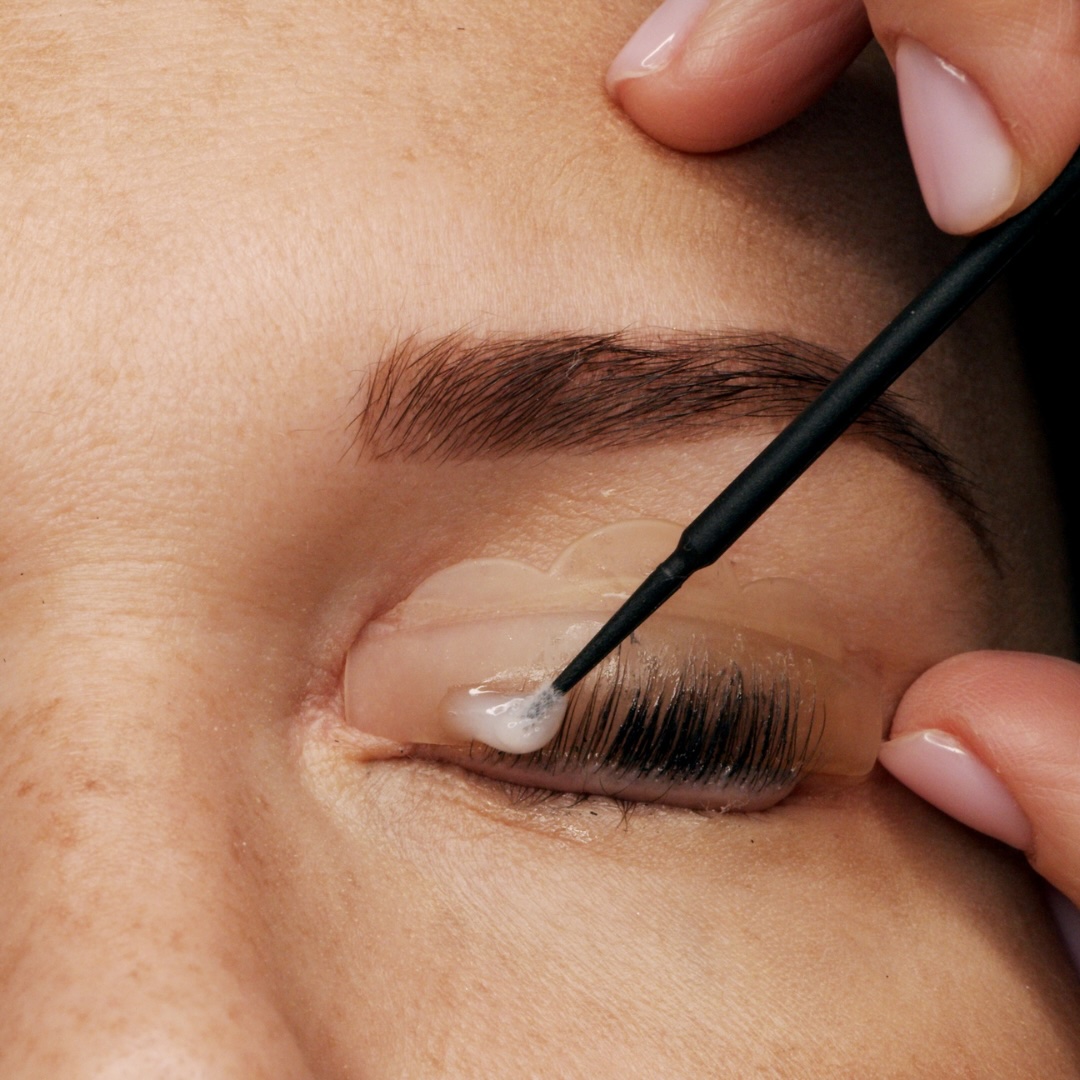 Gel being added to an eyelash
