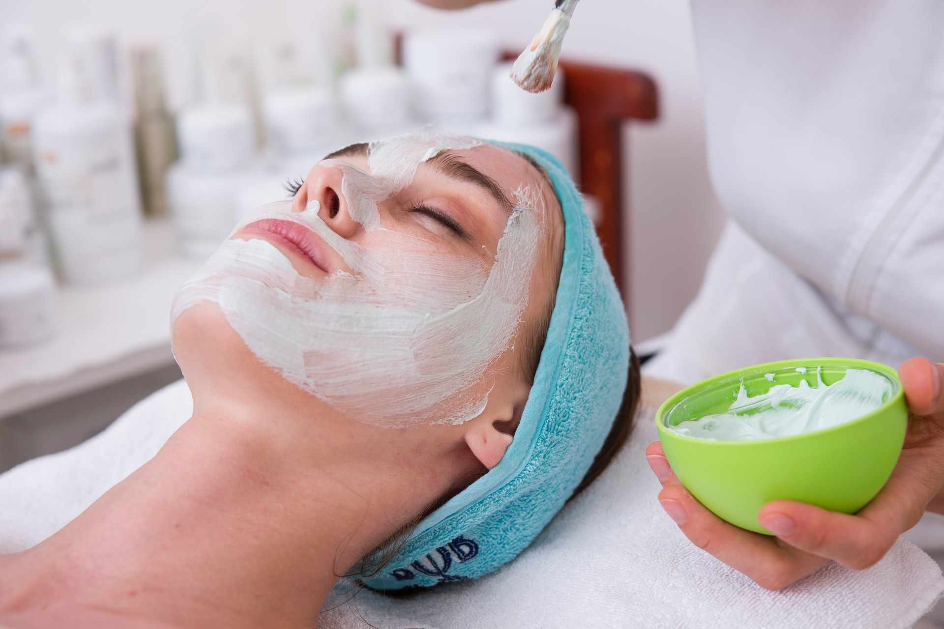 Woman receiving a facial